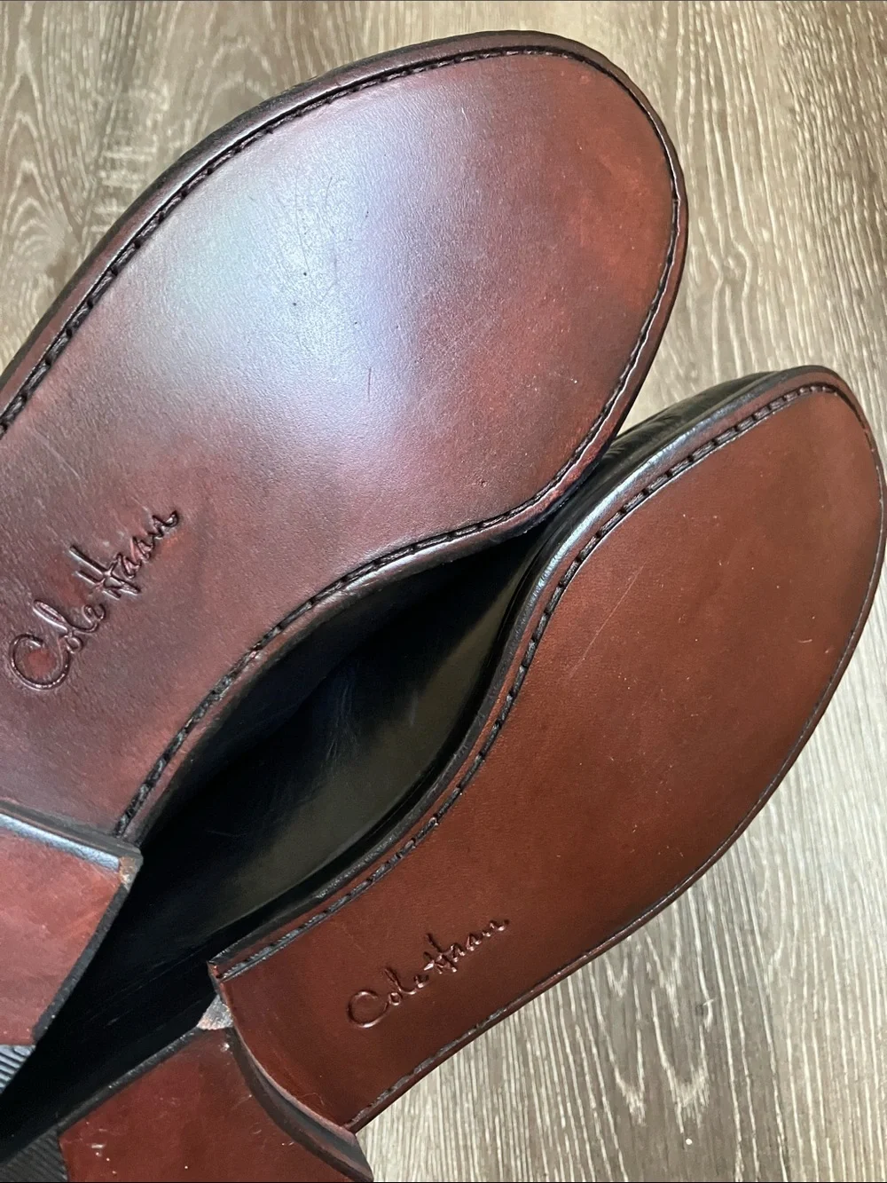 Cole Haan Ascot II black leather slip-on loafers gold-toned horsebit detail - Picture 12 of 17